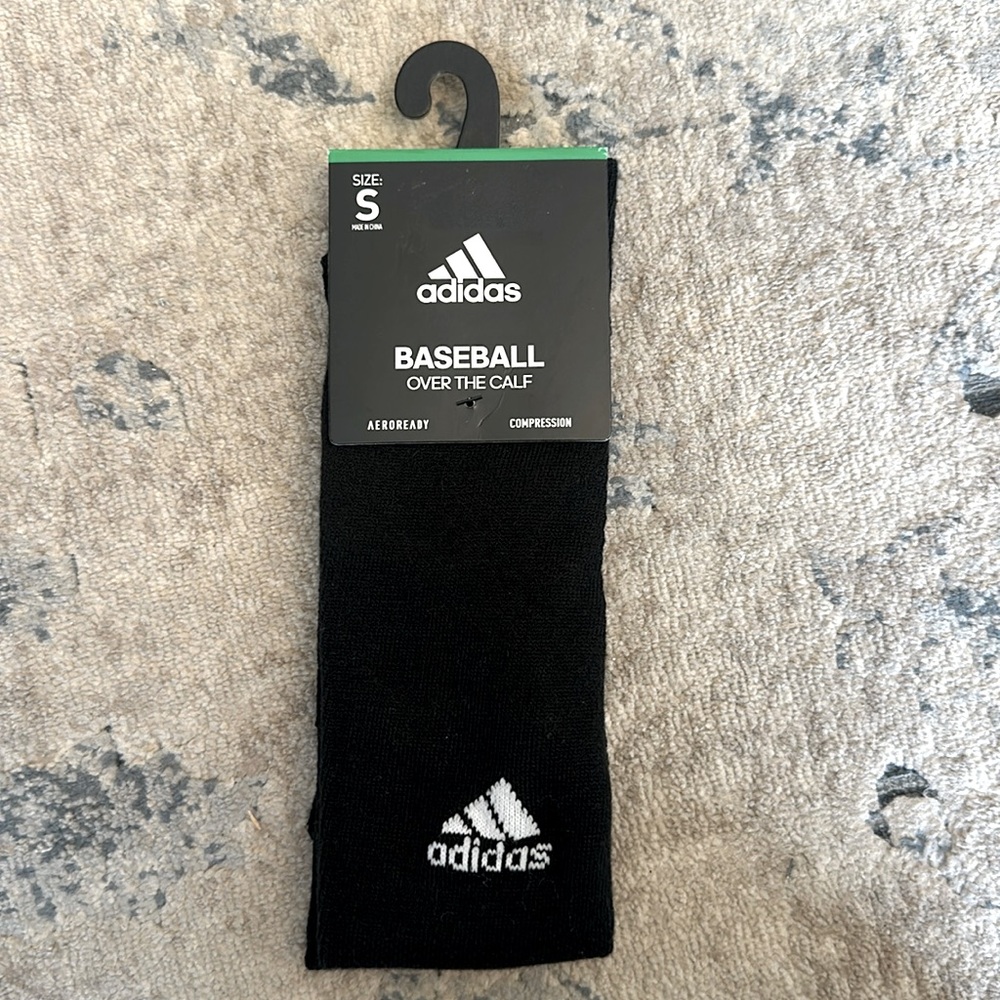 Adidas black baseball over the calf, compression socks youth sz S